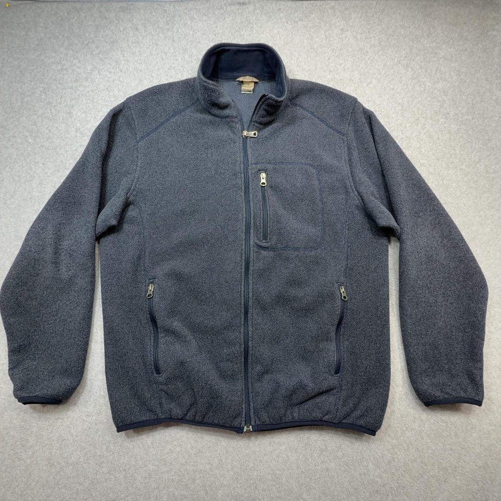 Duluth Trading Co Jacket Mens Medium Blue Fleece Full Zip Pockets Outdoor Warm